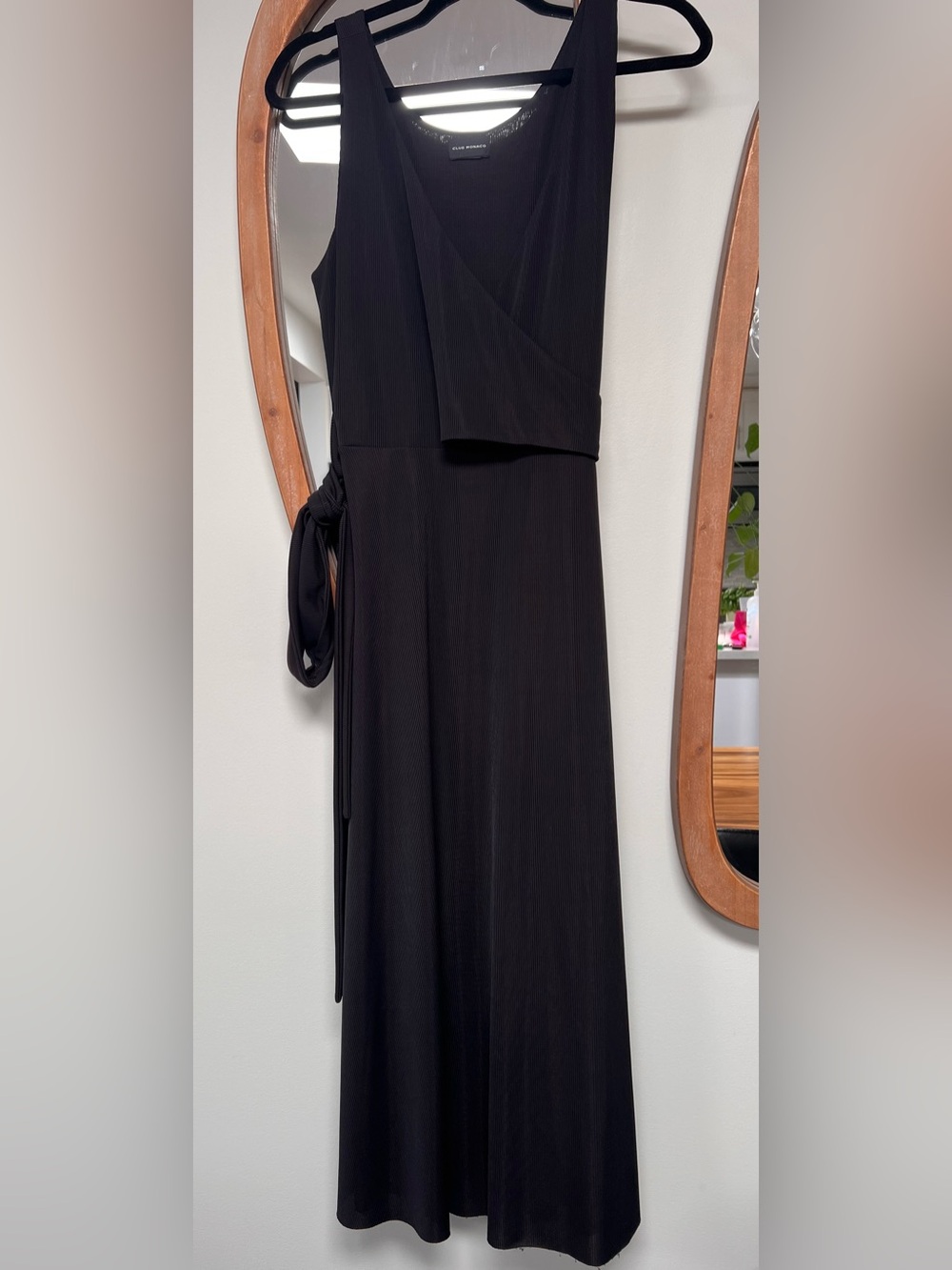 Club Monaco Black Wrap Midi Dress – Women’s Medium - Picture 3 of 8